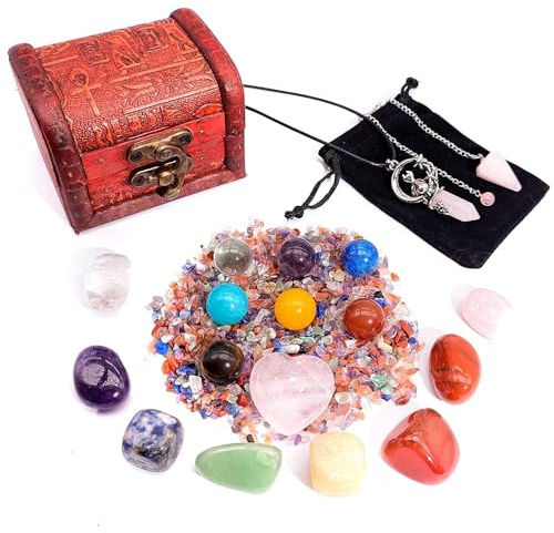 1set New Crystal Jade Seven-Color Stone Stone Pendant Love Powder Crystal Spirit Pendulum Ball Multi-Color Gift Box