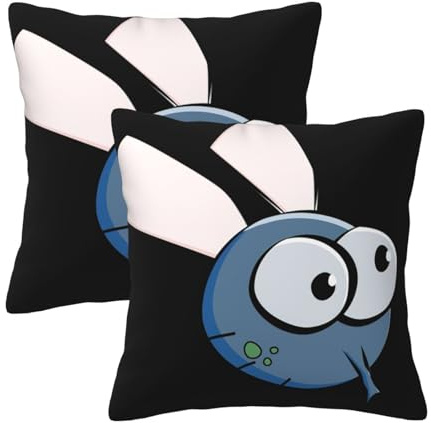 DURAGS Cuscino copritutto con occhi a forma di ali di insetti, motivo cartoni animati, tessuto premium, versatile, quadrato, per tutti gli stili di arredamento