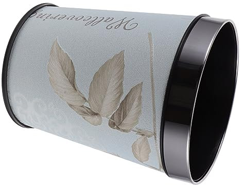 PRETYZOOM Dekorativer Mülleimer 5l aus Edelstahl, Kunststoff und Leder
