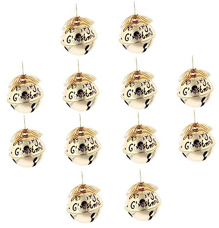 TOPBATHY 12stücke Weihnachtsglocken Kreative Eisenornamente Für Weihnachtsbaum Dekoration Goldfarben Zufällige Designs Für Zuhause Büro Und Festlichkeiten