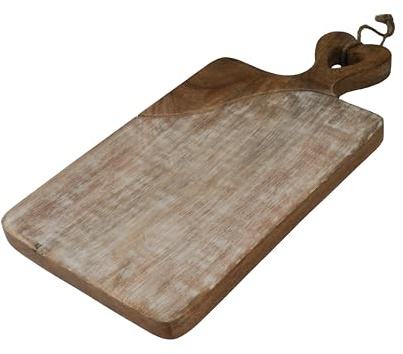 Arthur Cameron - Amiens Dual Tone Wooden Chopping Board/Serving Tray with Built-in Heart Carved Handle and Hanging Cord - This Cutting Board can be Used as a Wooden Tray for Food Display (Large)