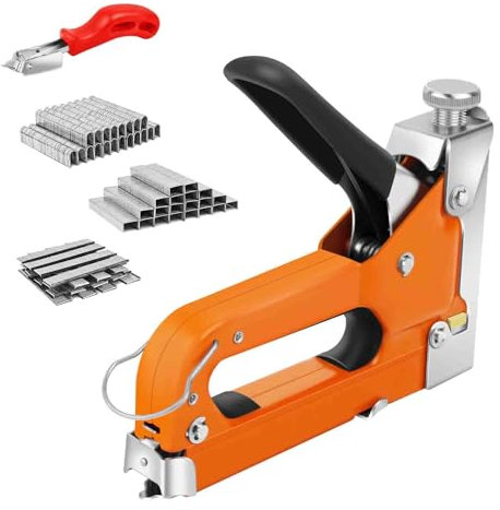 Handtacker Set mit 3000 Klammern, 3 in 1 Tacker für Holz mit Klammerentferner, Regulierbarer Schusskraft Tackerpistole für Tischlerei, Dekoration, Kabelbefestigung
