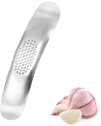 1 Stück Edelstahl Knoblauchpresse Flach,Ergonomische Flache Knoblauchpressen für Einfaches Pressen,Robuste Knoblauchmühle für Knoblauch und Ingwer,Pflegeleicht und Spülmaschinenfest Garlic Press