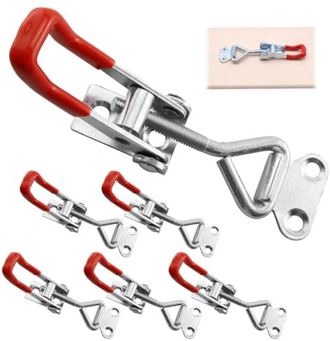 6 Stück Spannverschluss Edelstahl, Spannverschluss mit Verriegelung GH-4001 Hebel Verschluss, Bordwandverschluss Anhänger Einstellbare Kniehebelspanner für Schrank Schublade Fenster Tragkraft 100 KG