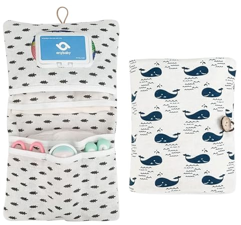 LAINIKE Windeltasche Organizer und Kosmetiktasche 2in1 Windeltasche Kleine Wickeltasche Organizer Baby Windeltasche für Mutter Unterwegs (Wal)