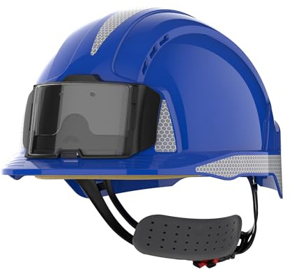 JSP Casque de sécurité crémaillère ventilé Porte Badge EVOLite - CR2 Gris Bleu - Protection EPI