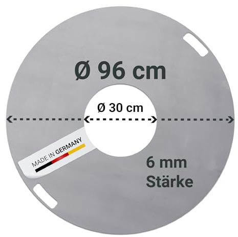 FENNEK Feuerplatte Ø 96 cm | Grillring aus 6,0 mm Feinkornstahl | Für Feuertonne, Feuerschale, Fassgrill, Ölfass | Große Öffnung | Made in Germany
