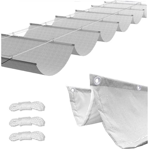 Toldo Vela Sombra Retráctil Ondulada Impermeable Rectangular - con Ojales y Cuerdas, Protección UV para Exterior Jardín Terraza Patio Balcón (Light Gray,1.5×2m(BxL))