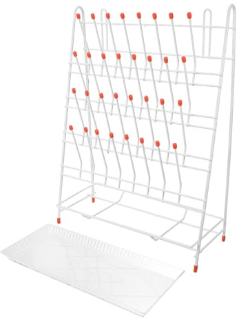 Ciieeo 32-Peg Test Tube Drying Rack Metal Glassware Draining Holder for Laboratory Space-Saving Design for Beakers and Bottles