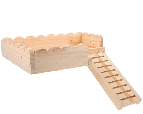 UKCOCO Plateforme en Bois pour Hamster Jouet d'escalade Solide Grosse Taille Kaki Aire De Jeu pour Petits Rongeurs Hamster Rat Cochon d'Inde