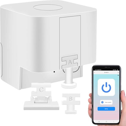 Luminea Home Control Fingerbot: Smarter Schalter-Aufsatz für Schalter & Taster, Sprachsteuerung, App (Switchbot, Smart Fingerbot, Funk)