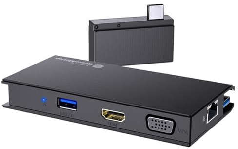 Koolenry Estación de Acoplamiento Portátil USB 3.0 de 1080P Compatible con, Adaptador de Viaje Multipuerto con Puertos USB VGA 4K HD para Portátiles.