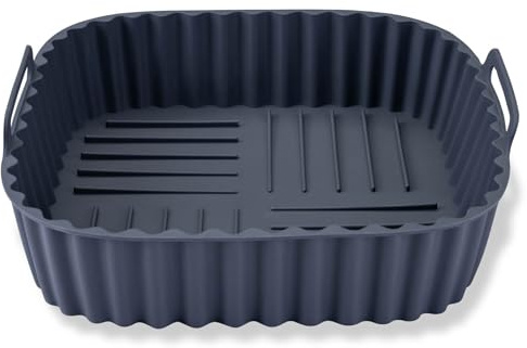 Fackelmann Stampo per Friggitrice ad Aria Quadrato in Silicone 19 cm, Teglia Contenitore Riutilizzabile Antiaderente, Fino a 230°C, Manici per Forno a Microonde, Friggitrice ad Aria e Lavastoviglie