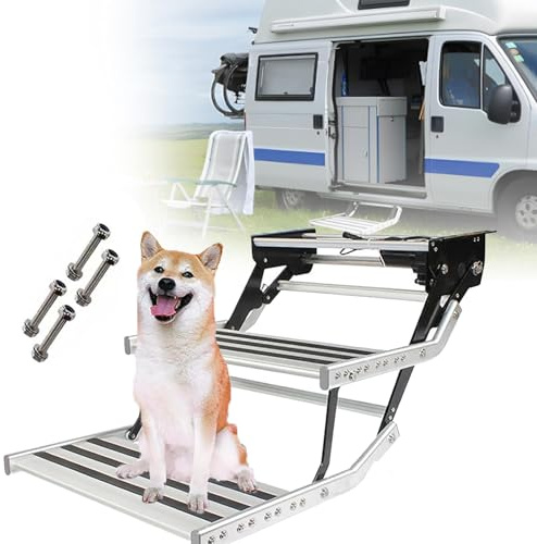ZyKnaurral Scalino Singolo Step RV Step Entry Scala per Roulotte in Lega di Alluminio Passo per Camper Rimorchio da Viaggio Camion,capacità di Carico 150kg DoubleLayer-ElectricWithLight
