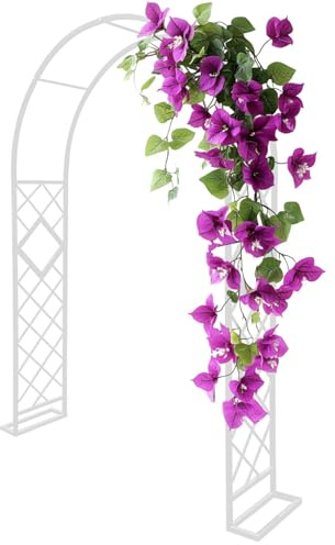 Cenador de jardín de acero resistente de 3 m x 2,4 m, enrejado blanco para escalada para bodas al aire libre, decoración de fiestas, arco estable, pérgola perfecta para patio trasero
