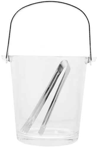 Veemoon Seau à Glace en Verre 1,5 L avec Pince INOX Portable, Seau à Glaçons Pratique pour Bar, Fêtes, Karaoké et Maison, Accessoire Refroidisseur pour Vin et Cocktails