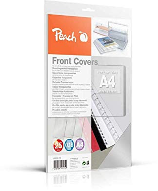 Peach PB100-15 Klarsicht Deckblätter transparent, 0.18 mm, A4, 25 Blatt, farblos
