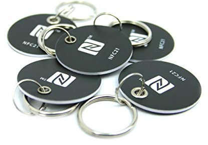 NFC Hang Tags, 30mm, NXP NFC chip, 180 byte, black, ideal for device/profile control (Wlan, Bluetooth, Apps), compatible with all NFC smartphones and tablets