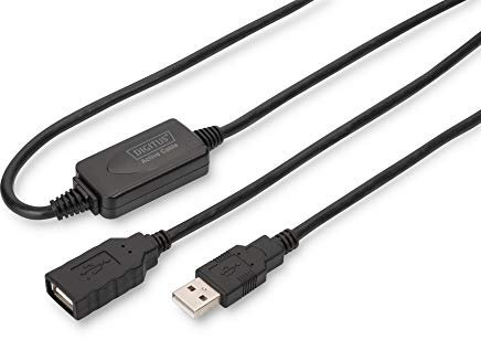 DIGITUS Cavo di prolunga USB 2.0 attivo - 15 m - Da spina USB-A a presa - Plug & Play - Fino a 480 Mbit/s - Nero
