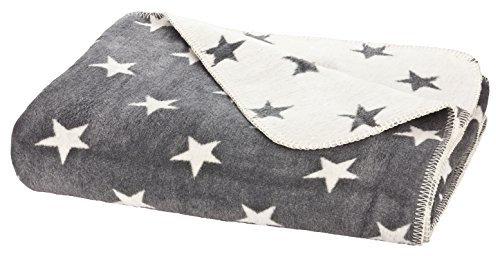 Moon Luxus Sterne Wolldecke Kuscheldecke 150x200-anthrazit