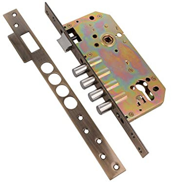 Amig - Cerradura de Embutir Mod.100 BASE para Puertas de Madera de Entrada - Con Picaporte Reversible - Para Manillas de Cuadradillo 8 mm - De Acero con Acabado Cuero