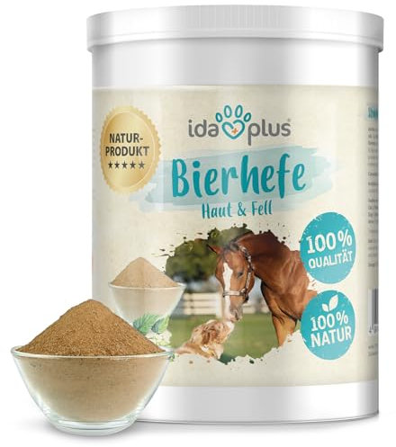 Ida Plus - Reines Bierhefe-Pulver - 500g - 100% Naturprodukt für Hunde, Katzen & Pferde - Futterergänzung für glänzendes Fell & kräftige Haut - reich an B-Vitaminen, Mineralien & Spurenelemente