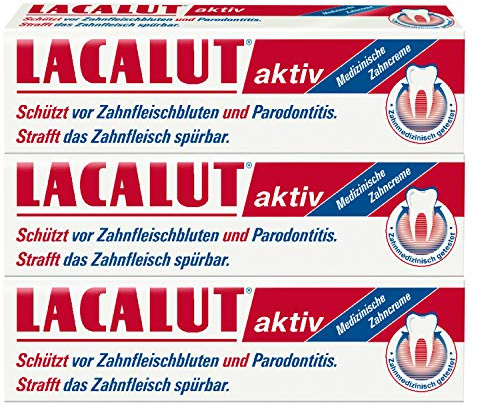 LACALUT AKTIV ZAHNCREME, 100ml Zahnpasta, sofort spürbare Straffung und Festigung des Zahnfleischs, effektive Zahnpflege & Zahnfleischpflege, 3 x 100ml