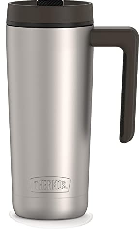 THERMOS ALTA SERIES Stainless Steel Mug 18 Ounce, Matte Steel/Espresso Black
