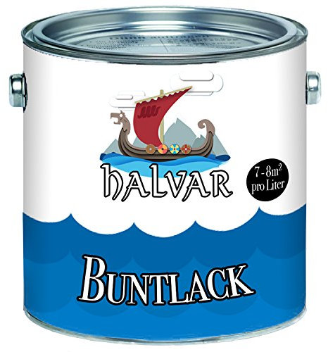 Halvar Buntlack skandinavischer Farb-Anstrich für Holz und Metall - farbliche Gestaltung - wirkt schützend! (1 L, Resedagrün (RAL 6011))