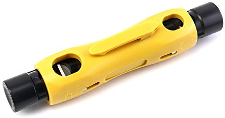 QWORK® Coax Wire Stripper Cable Cutter, Double Ended Coax Stripping Tool for RG59, RG6, RG7, RG11
