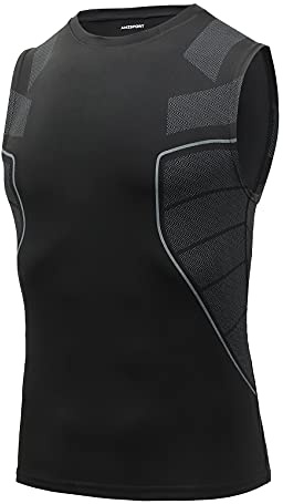 AMZSPORT Camiseta de Compresión Sin Mangas para Hombre, Chaleco de Gimnasio de Secado Rápido Capa Base para Correr
