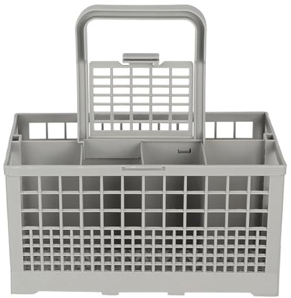 Universal Multipurpose Dishwasher Cutlery Basket - Removable Handle & Small Lid - Fits Most Brands, Ideal Replacement Box - Compact Size 9.4 x 5.3 x 4.8in