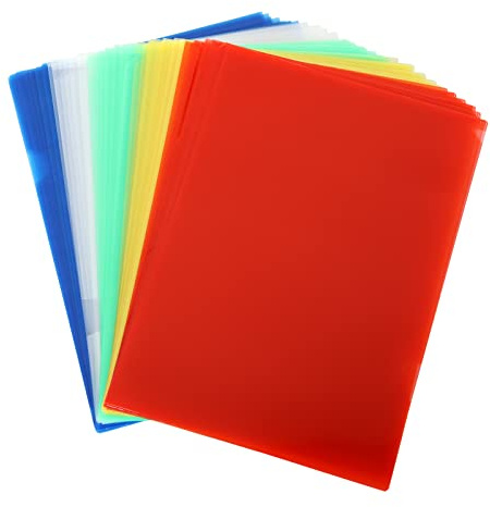 SENENQU 50 Stück Aktenhüllen A4 Bunt, 5 Farben Extra Stark 180µ Kunststoff Dokumentenhüllen Klarsichthüllen A4 Seitlich Offen Sichthüllen A4 für Aufbewahrung von Papier, Mappen, Büro der Schule