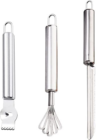 LJHJIJ88 Grattugia per Frutta in Acciaio Inossidabile Raschietto per Cocco Pelapatate al Limone Pineapple Peeler Tool Grattugia per Limoni per Agrumi Pelapatate Cocktail Canale e Gourmet Pasti 3 PCS