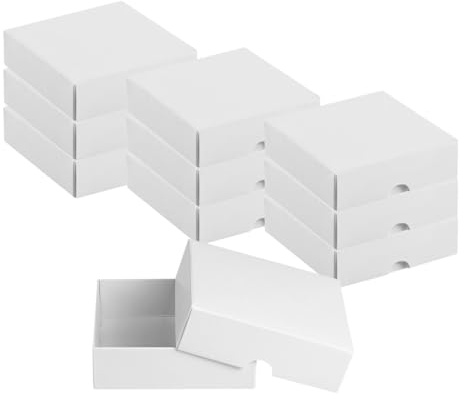 Natürlich verpacken Faltschachtel, 8,5 x 8,5 x 2,5 cm, Weiß, mit Deckel, Karton - 10er Set
