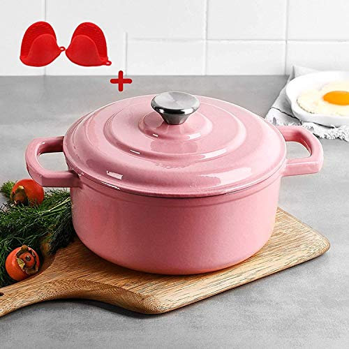 MXXHFC Cazuela Horno De Hierro Fundido Esmaltado De 22 Cm, Horno De Olla De Cocción Antiadherente, Cazuela Redonda para Carnes Y Verduras De Cocción Lenta Cazuela De Hierro Fundido