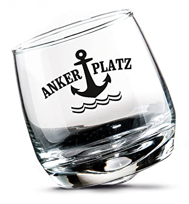 Seaside No.64 - Lot de 2 verres à whisky/verre oscillant/verre rhum - Coffret cadeau - Verre tempête de fête pour une soirée confortable avec impression maritime - Passe au lave-vaisselle (ancrage)