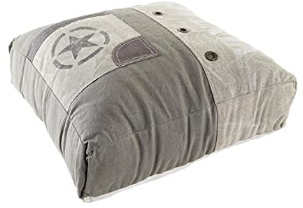 DKD Home Decor Cojín Suelo Beige Marrón Poliéster Algodón Piel Estrella Aluminio Vintage (50 x 14 x 50 cm)