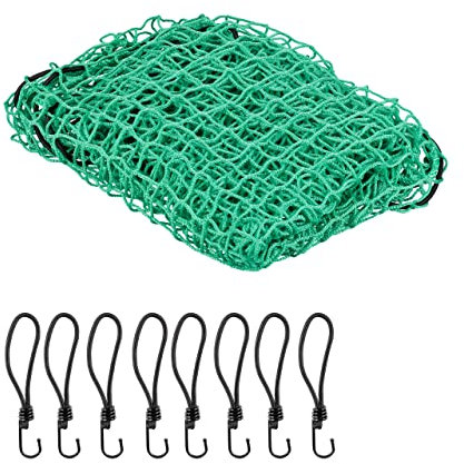 Relaxdays Anhängernetz, 2 x 3 m, mit 8 Haken, Eckmarkierungen, Gummiseil, Anhänger Ladungssicherung, Abdecknetz, grün