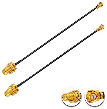 Vecys 2PCS U.F.L1 a SMA Femmina Cavo Coassiale a Bassa Perdita Cavo mini Coassiale 4 /10CM U.F.L1 da 1.37 mm a Codino per Router Wireless Mini PCIE Schede di rete PCI Wi-Fi WAN Repeater