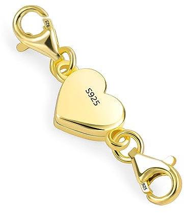 14K Gold Magnetic Necklace Clasps and Closures Heart Double Jewelry Clasps
