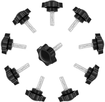 JJWNMLL 10 unidades M8 x 25 mm hexagonal plástico cabeza estrella, tornillo de estrella, rosca reemplazar estrella mano, tornillo de inicio manual, tornillo de bloqueo mecánico