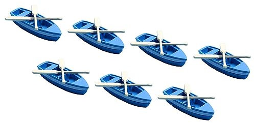 STOBOK 7 Sätze Mini-Ruderboote Aus Harz Mit Rudern Für DIY-Puppenhaus Stranddeko Dekoration Miniatur-Ornament-Sets