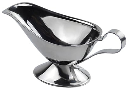 BUNIQ Sauciere - 10 Oz Edelstahl-Gewürzbecher mit Griff - Saucen-Servierschale, Bratsaucenschale für Salatdressings, Milchkännchen, Brühe, schwarzer Pfeffer