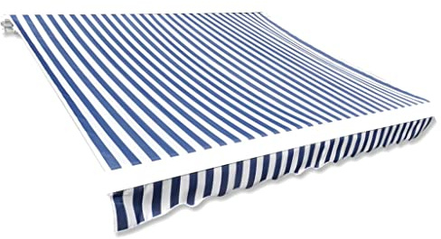 AUVYI Markisenbespannung Canvas Blau & Weiß 3,5x2,5 m Markisen Ersatzstoff Markisenstoff Wechseln Balkonmarkisen Sonnenschutz Stoff Außen Markisenstoff Wasserdicht Hochwertiges Ersatztuch