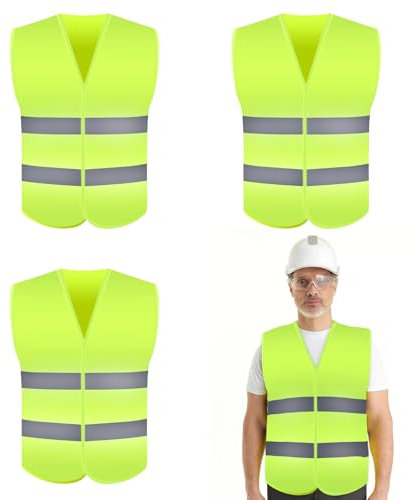 HANIUTTY 3 Pièces Gilet de Sécurité Réfléchissant, Gilet Jaune Fluorescent de Sécurité Haute Visibilité, Gilet Réfléchissantes de Voiture pour Conducteurs, Police, Travailleurs, Cycliste Unisexe