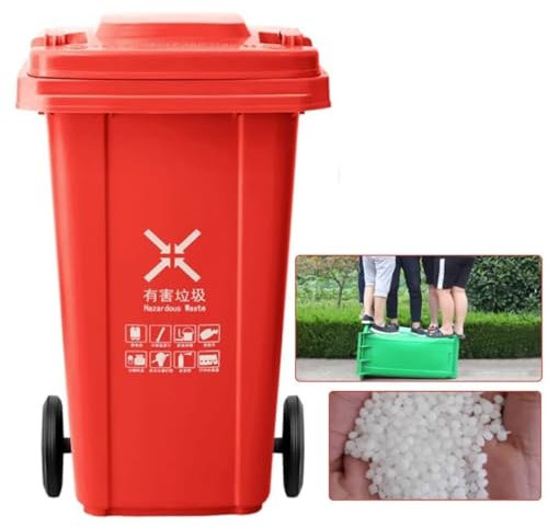 TINGMIAN Contenedor Basura Exteriores Contenedor Basura 100L 120L Con Ruedas, Bote Basura Grande Con Asa Antideslizante, Estable Resistente Aplastamiento For Restaurantes, Oficinas Y Almacenes(Red,120