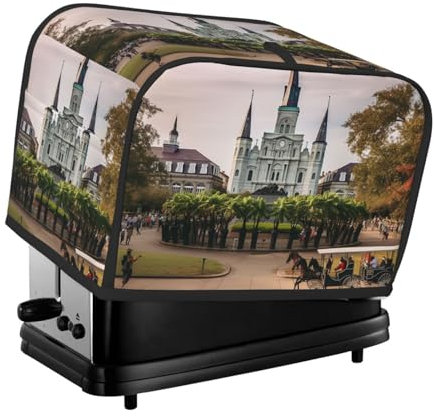 Jackson Quadratische Toaster-Abdeckung, 2 Scheiben, Küche, kleine Geräte, Abdeckungen mit Taschen, Toaster-Staubschutz mit Griff oben, waschbar, Universal-Brotbackmaschinen-Abdeckung für Küche