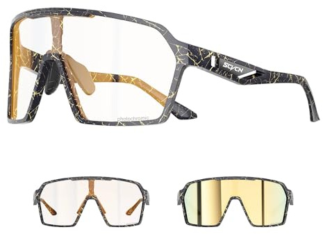 SCVCN Fahrradbrille Selbsttönend Herren Damen MTB Brille Photochrome Rennrad Sonnenbrille Klar Sportbrille Radsport - S327