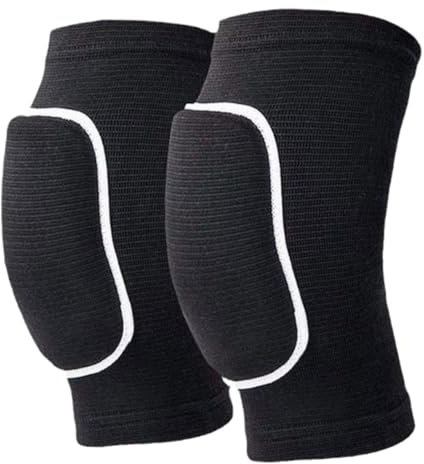 Healeved Rodilleras Cálidas y Engrosadas Para Voleibol Yoga y Suaves y Transpirables Protectores De Rodilla Para Adultos y Jóvenes Negras Bordes Blancos